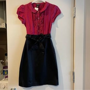 Peter Pan Collar Ruffle Suiting Dress Raspberry Size 6